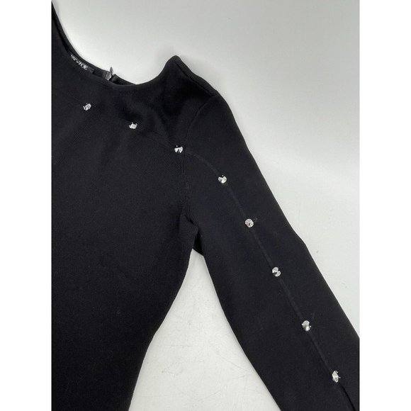 Nic + Zoe Women's Petite Black Long Sleeve Rhinestones Zip Knit Sweater Size PL - Picture 8 of 12